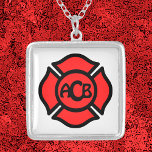 Florians kruis met monogram zilver vergulden ketting<br><div class="desc">Het Sint Florian-kruis wordt wereldwijd erkend als het embleem van brandweerlieden en brandweerafdelingen. Wij bieden vier versies aan: allen rood met een centrum geschikt voor monogramming, rood met een leeg centrum voor een fototussenvoegsel, rood met een witte band over het midden klaar om jouw tekst te ontvangen, en rood met...</div>