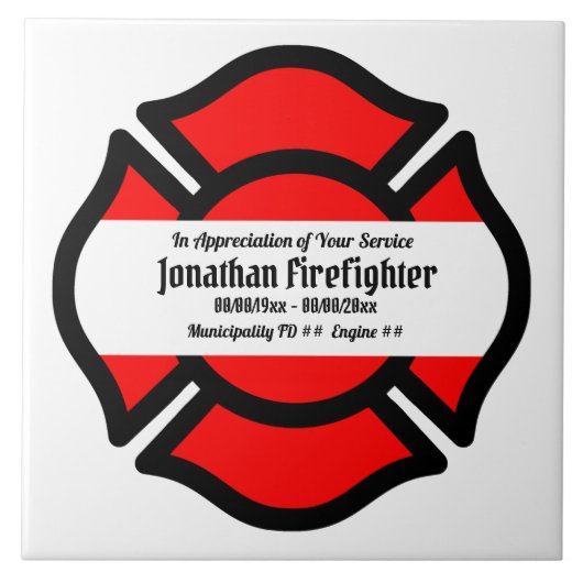 Florians kruis (stijl 2) tegeltje (Voorkant)