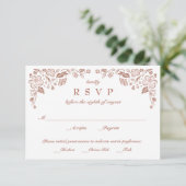 Florid Lijst Wedding RSVP Kaart Faux Roos Gold (Staand voorkant)