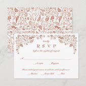 Florid Lijst Wedding RSVP Kaart Faux Roos Gold (Voorkant / Achterkant)