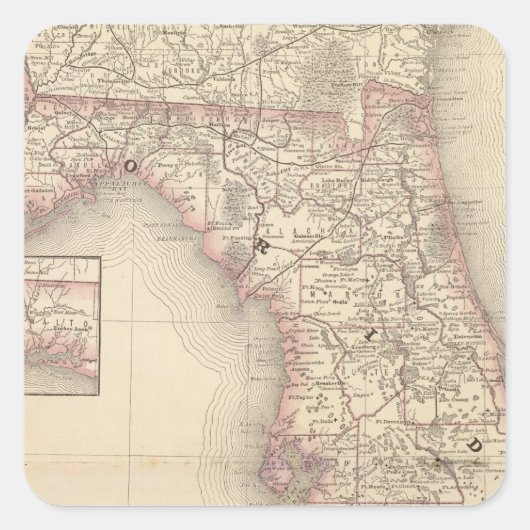 Florida 10 vierkante sticker (Voorkant)