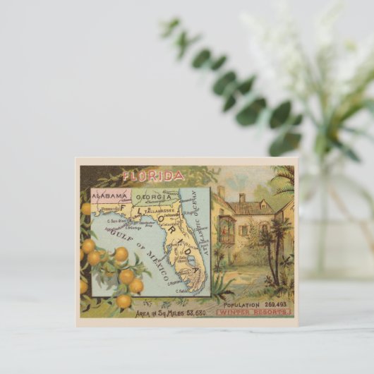  Florida 1880s Adverteren met Kaart (Staand voorkant)