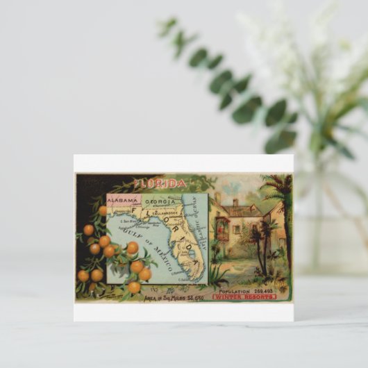 Florida, 1889 kaart (Staand voorkant)