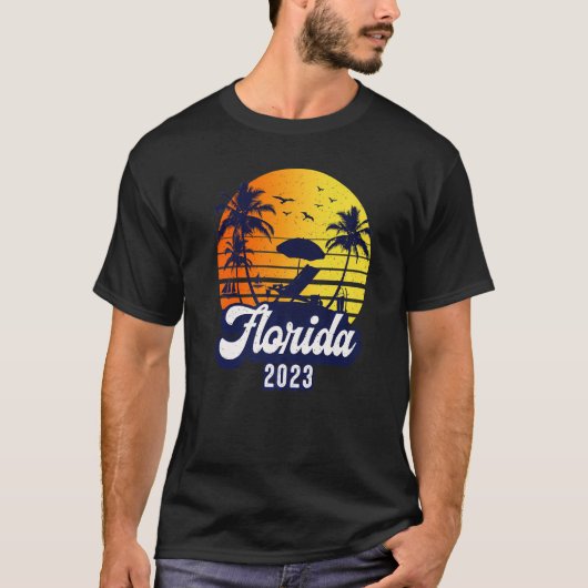 Florida 2023 Sunset Beach Retro Premium T-shirt (Voorkant)