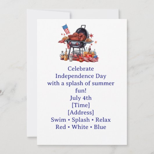 Florida 4th of July Pool Party Invitation Kaart (Achterkant)