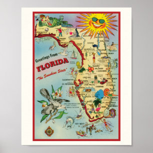 Florida 8x10 met Border Poster Print