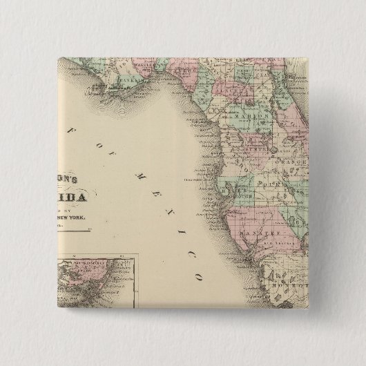 Florida 9 vierkante button 5,1 cm (Voorkant)
