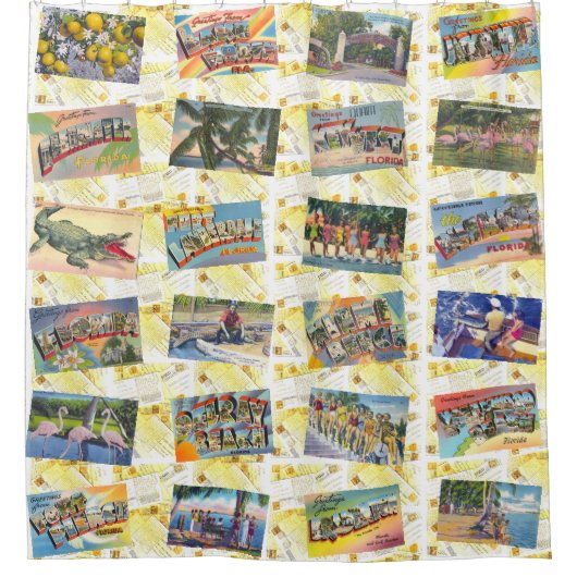 FLORIDA a Retro Shower Curtain Douchegordijn (Voorkant)