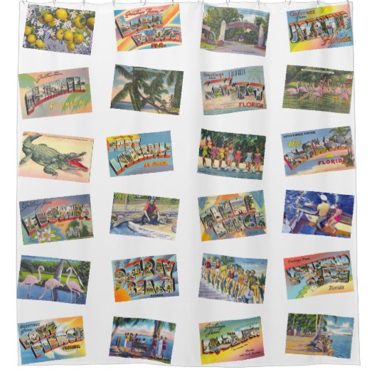 FLORIDA a Retro Shower Curtain (helder) Douchegordijn (Voorkant)