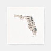 Florida  Afbeelding Map Antiek Floridian Art Servet (Voorkant)