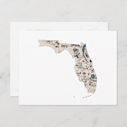  Florida Afbeelding Map Antiek State Chart Briefkaart (Voorkant / Achterkant)