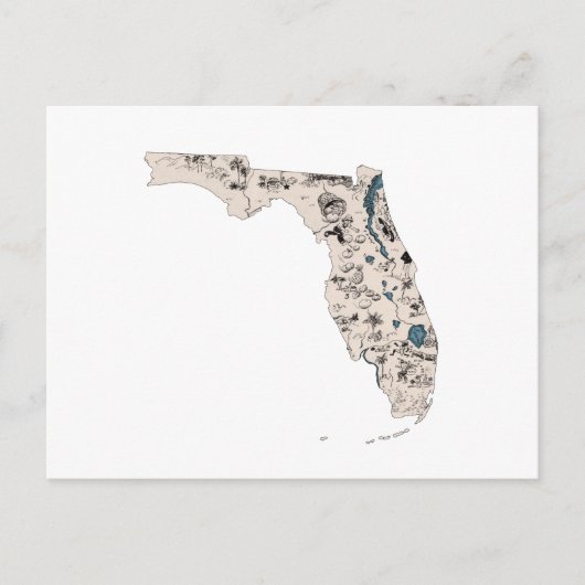  Florida Afbeelding Map Antiek State Chart Briefkaart (Voorkant)