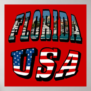 Florida Afbeelding Text en USA Flag Text Poster