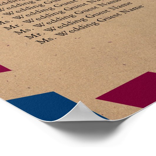 Florida Airmail Wedding Guest Seating Chart Poster (Hoek)