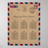 Florida Airmail Wedding Guest Seating Chart Poster (Voorkant)