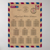 Florida Airmail Wedding Guest Seating Chart Poster (Voorkant)