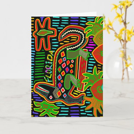 Florida Alligator - Hurrican Critters Kaart (Gele Bloem)