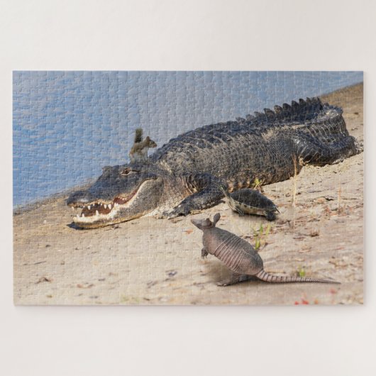 Florida Alligator met dieren. Alligatorbuffer Legpuzzel (Horizontaal)