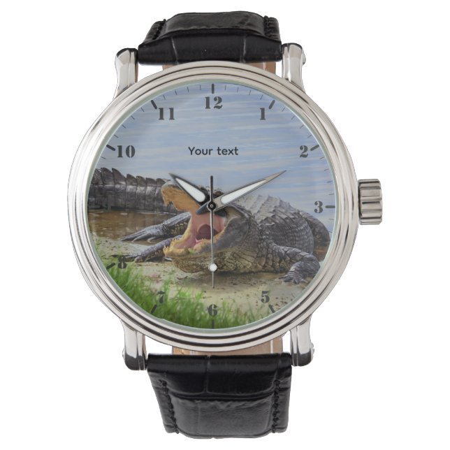 Florida-alligator met open mond personaliseren horloge (Voorkant)