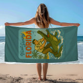 Florida Alligator Worstelen | Grappig Retro Strand Strandlaken
