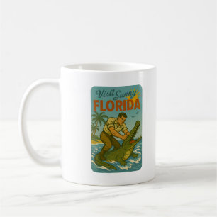 Florida Alligator Worstelen   Grappige Retro Kust Koffiemok