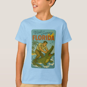 Florida Alligator Worstelen   Grappige Retro Kust T-shirt