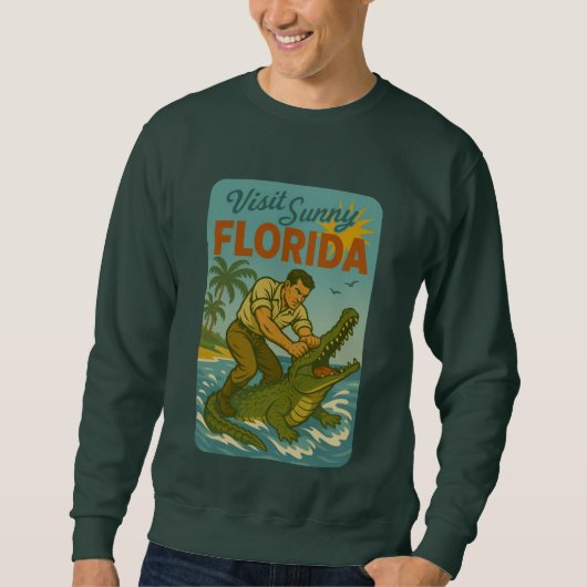 Florida Alligator Worstelen | Grappige Retro Kust Trui (Voorkant)
