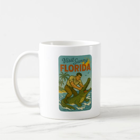 Florida Alligator Wrestling | Funny Retro Coastal Koffiemok (Links)
