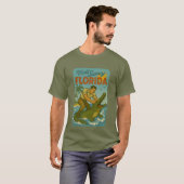 Florida Alligator Wrestling | Funny Retro Coastal T-shirt (Voorkant volledig)