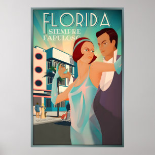 Florida Altijd Fabulous Retro South Beach High Poster