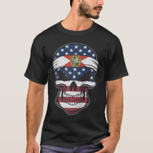 Florida American Flag Skull State Flag Florida Ro T-shirt
