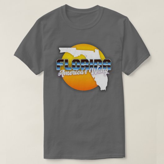 Florida Americas Wang Retro Faded Style Design T-shirt (Design voorkant)