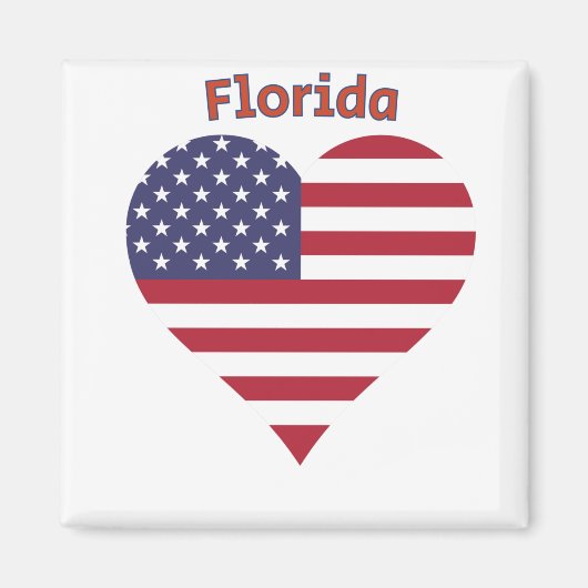 Florida Amerikaanse Vlag Hart Magneet (Voorkant)