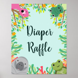Florida Animals Baby shower Luier Raffle Teken Poster