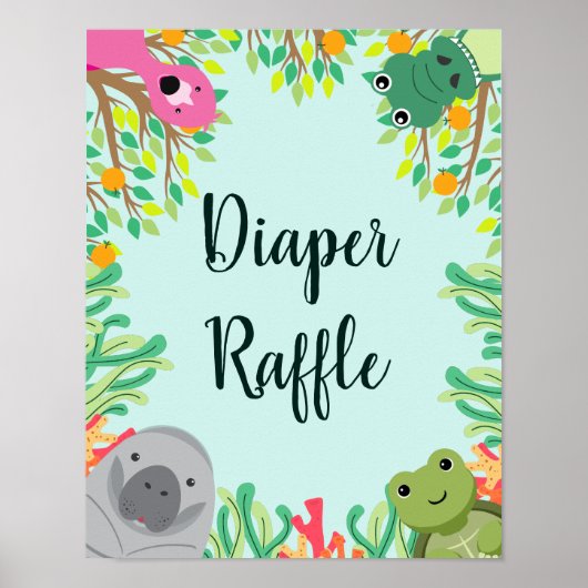 Florida Animals Baby shower Luier Raffle Teken Poster (Voorkant)