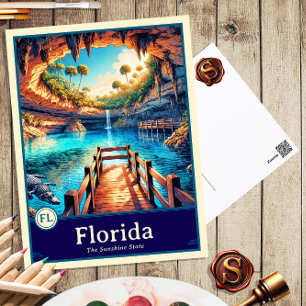 Florida Anime Stijl Cel Gearceerde Ansichtkaart Briefkaart