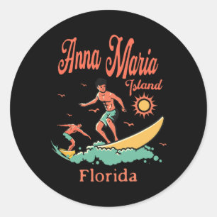 Florida Anna Maria Island Fl Surfer Surfen Vissen Ronde Sticker