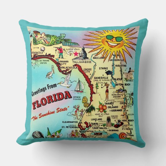 Florida ansichtkaart kaart throw kussen (Voorkant)