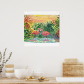 Florida Art - flamingos Poster (Keuken)