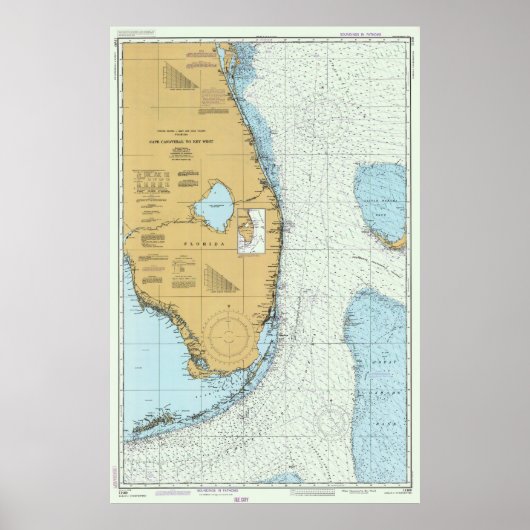 Florida Atlantic Coast Map (1982) Poster (Voorkant)