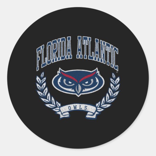 Florida Atlantic Uilen Overwinning Heather Grey Ronde Sticker (Voorkant)