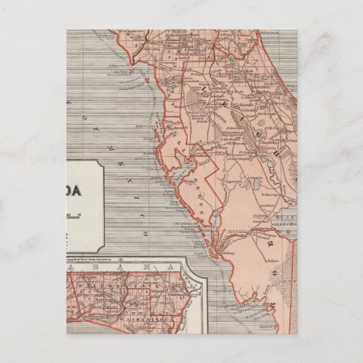 Florida Atlas Map Briefkaart (Voorkant)