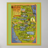 Florida Attractions Colorful Map Poster (Voorkant)