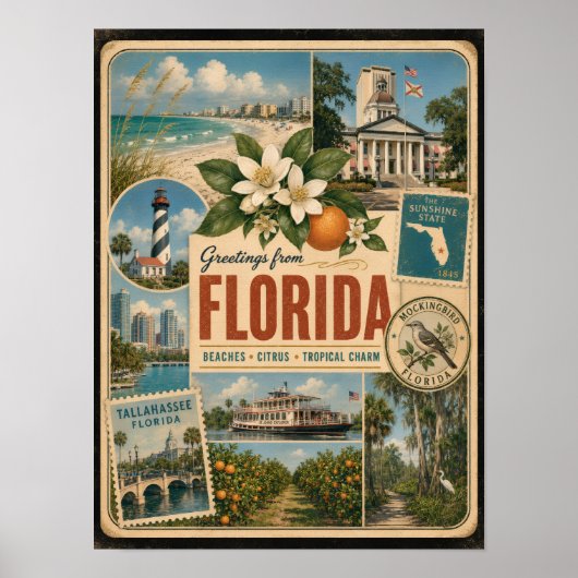 Florida Authentieke Vintage Stijl Poster (Voorkant)