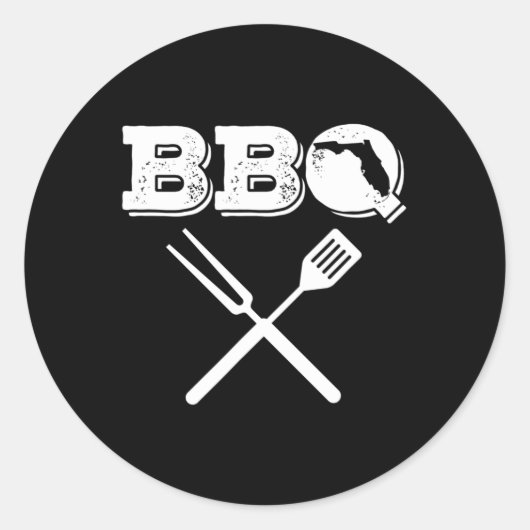 Florida BBQ Grilling Dad Redding Sappig Vlees Rook Ronde Sticker (Voorkant)