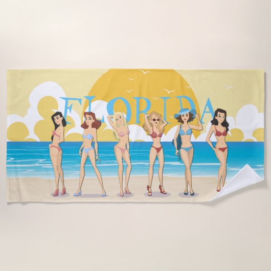 Florida Beach Bikini Girls Strandlaken (Voorkant)