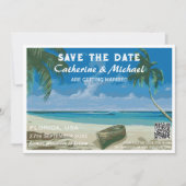 Florida Beach Bruiloft Reizen Poster Stijl QR Code Save The Date (Voorkant)