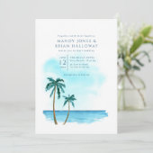 Florida Beach Destination Wedding Invitation Kaart (Staand voorkant)