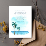 Florida Beach Destination Wedding Invitation Kaart<br><div class="desc">Mooie waterverf palmboom en de oceaan ontwerpen huwelijksuitnodigingen die perfect zijn voor je doelbruiloft in Florida of een andere strandlocatie.</div>