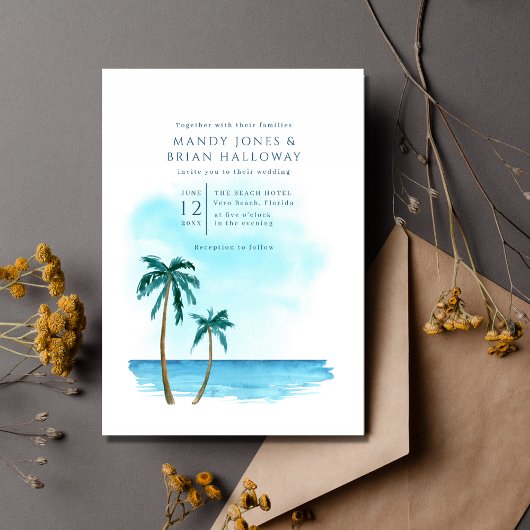 Florida Beach Destination Wedding Invitation Kaart